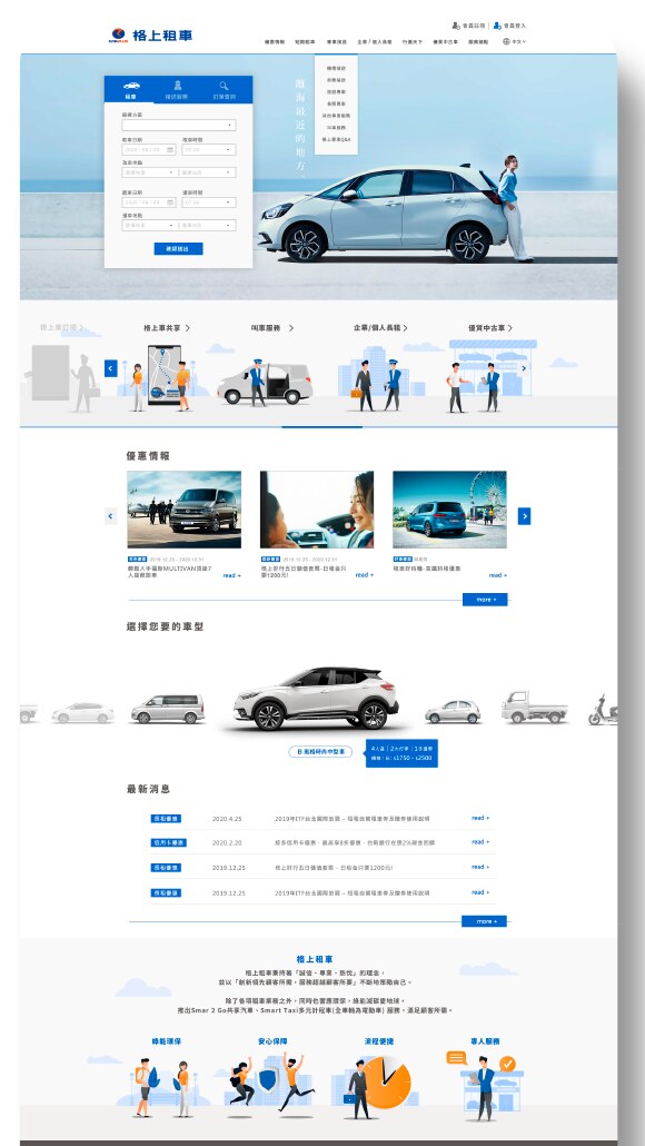 The redesigned Car-plus homepage, full length