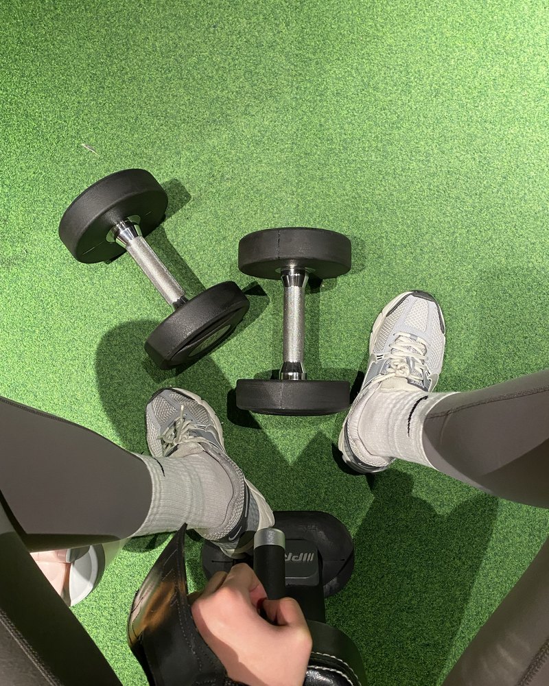 Dumbbells on a gym floor