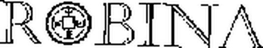 The previous ROBINA logo: a thin serif wordmark with a round emblem in place of the O